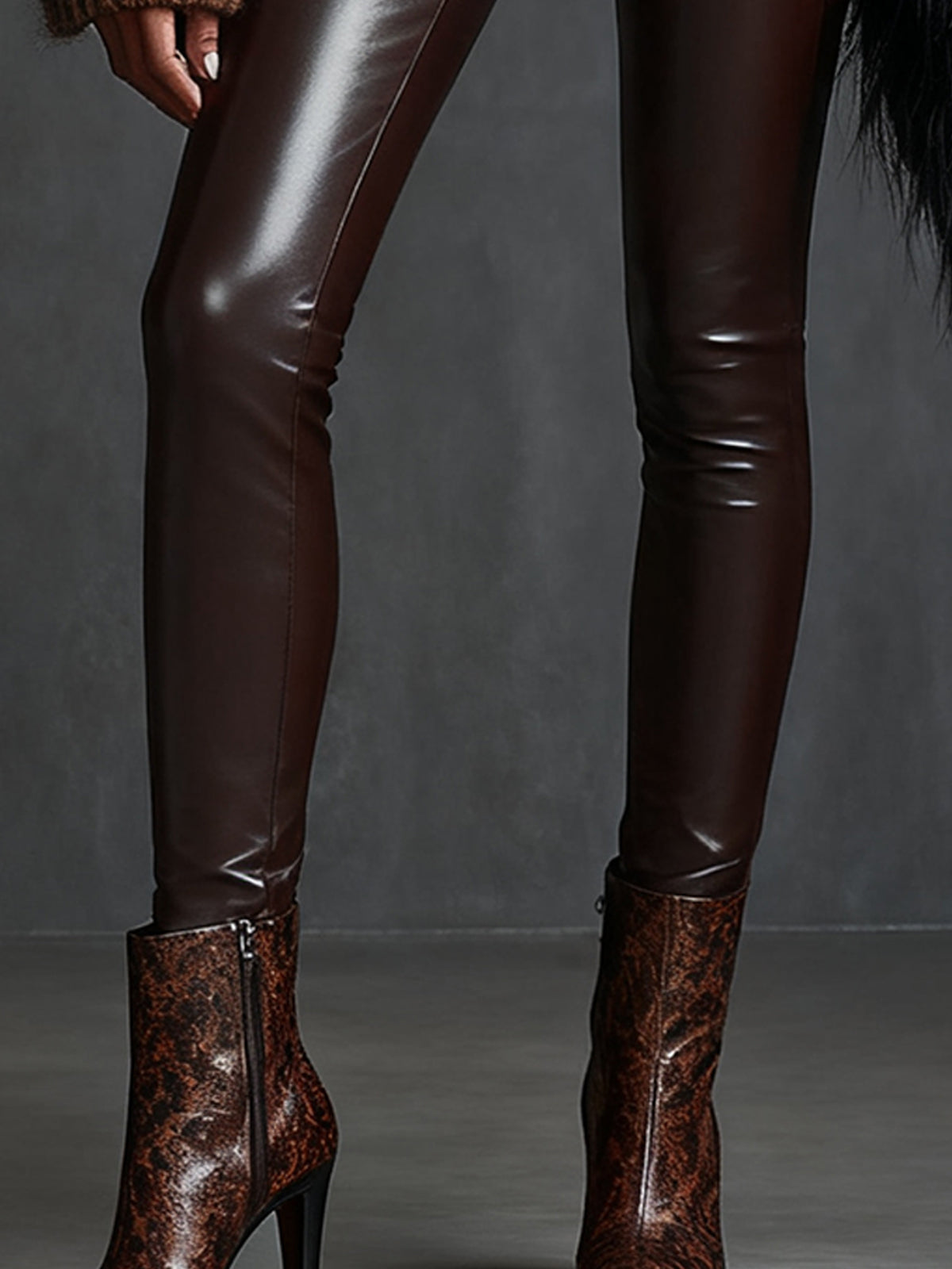 Brown Faux Leather Pants