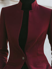 Tailored Stand-Collar Sculpted Blazer