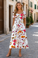 Floral V-Neck Midi Dress