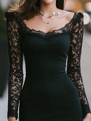 Elegant Lace Long Sleeve Bodycon Dress
