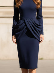 Draped Peplum Midi Dress