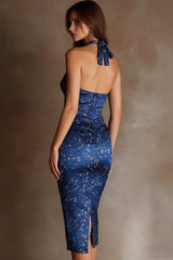 Elegant Maxi Dress with Striking Open Back Design