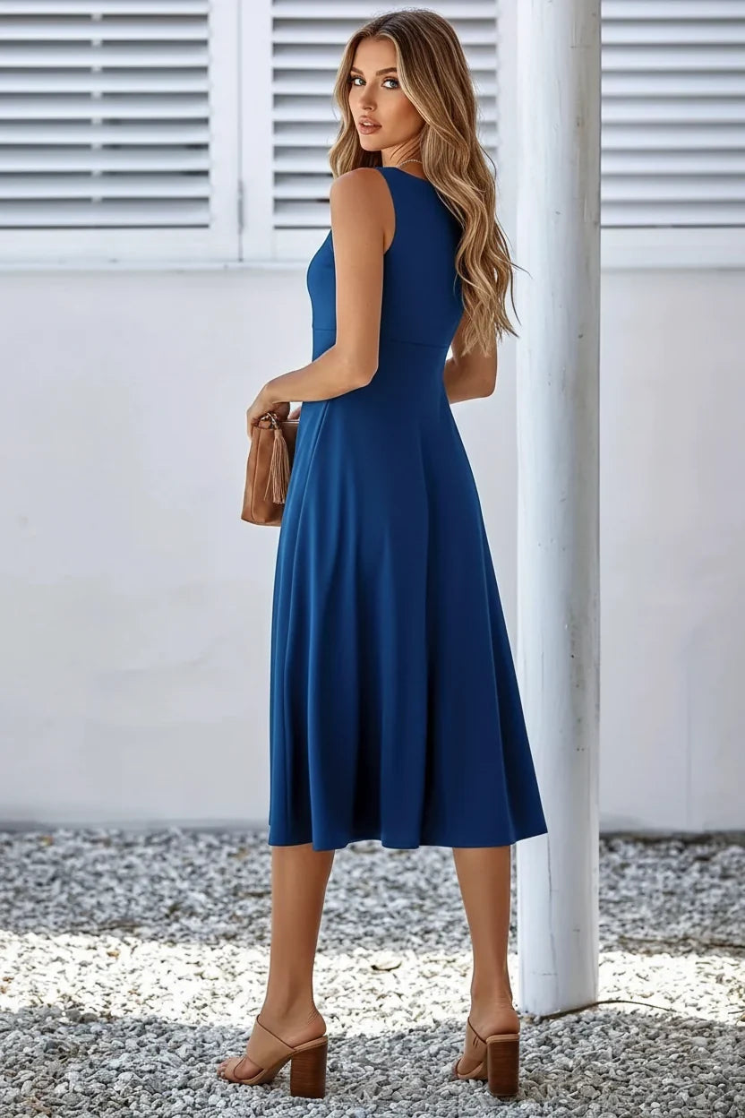 Sleeveless A-Line Midi Dress