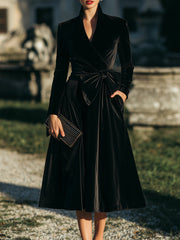 Elegant Wrap Midi Dress With Sculpted Bow Waist