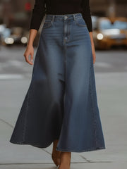 Wide-Leg Denim Trousers And Sweater Set