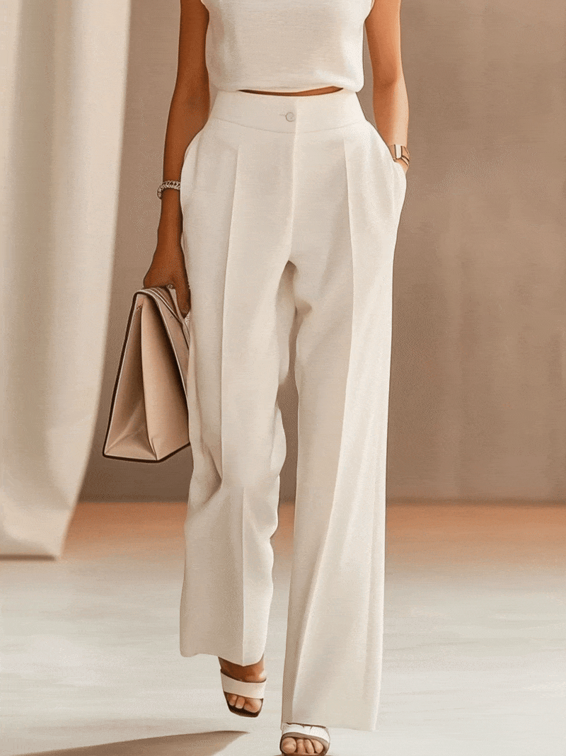 White Casual Straight-Leg Pants