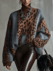 Leopard Print Turtleneck Sweater