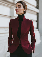 Tailored Stand-Collar Sculpted Blazer