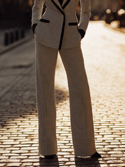 Tailored Contrast-Lapel Suit Set