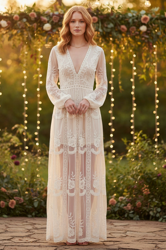 Maxi Dress with Elegant Neckline