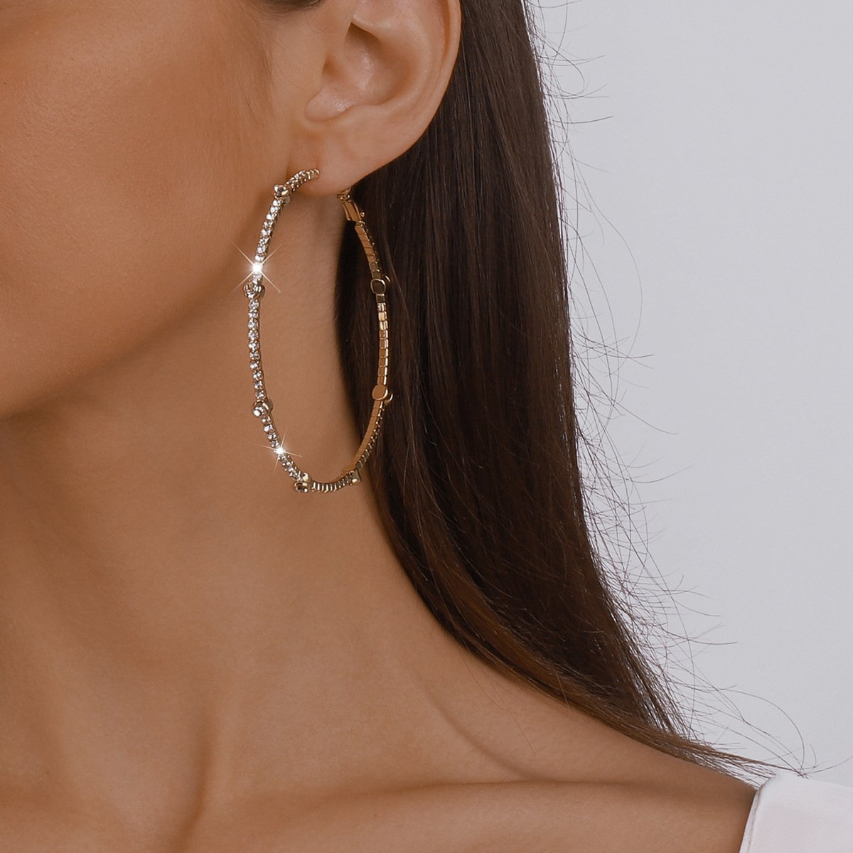 Minimalist Rhinestone Hoop Earrings