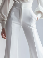 Elegant White High-Waisted Trousers