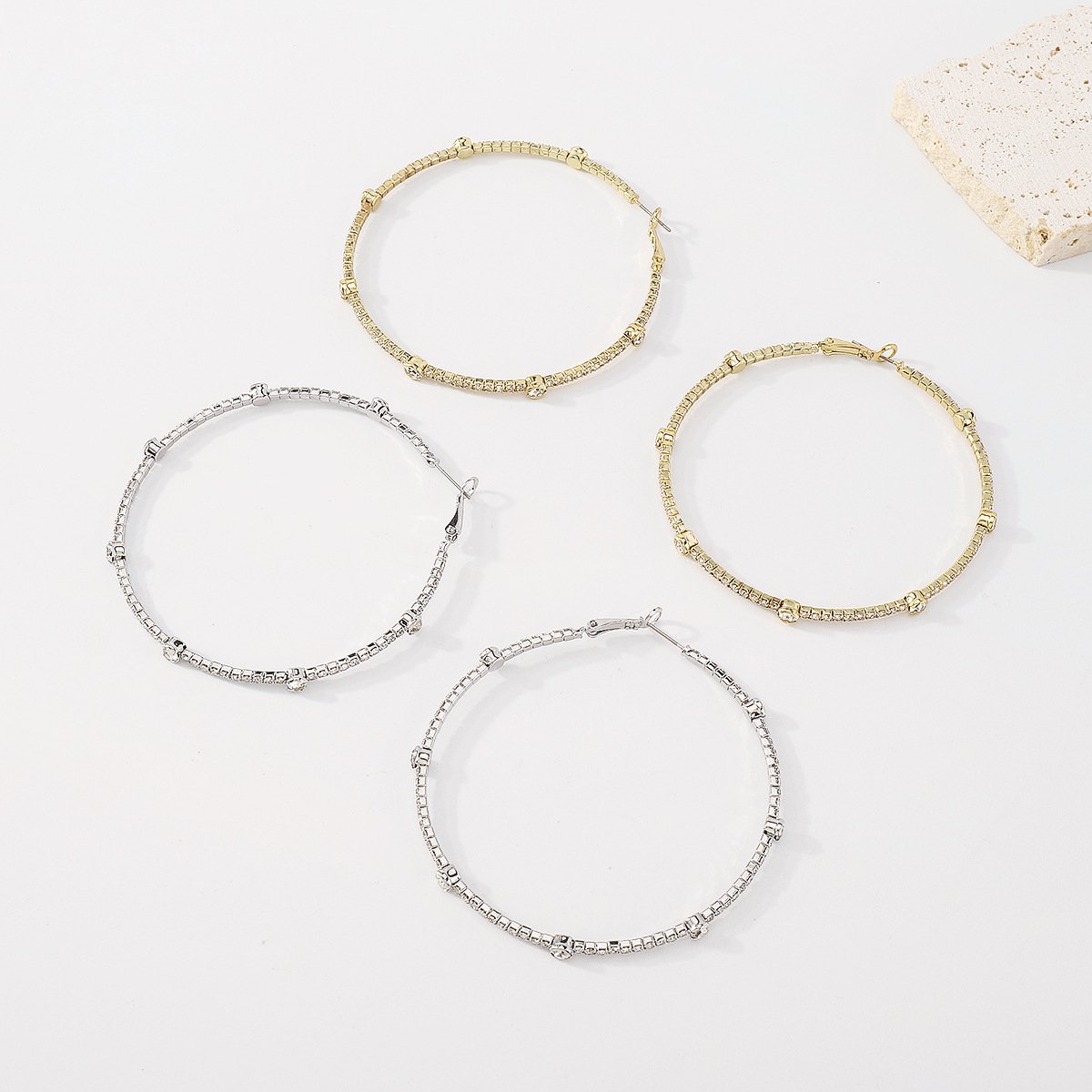 Minimalist Rhinestone Hoop Earrings