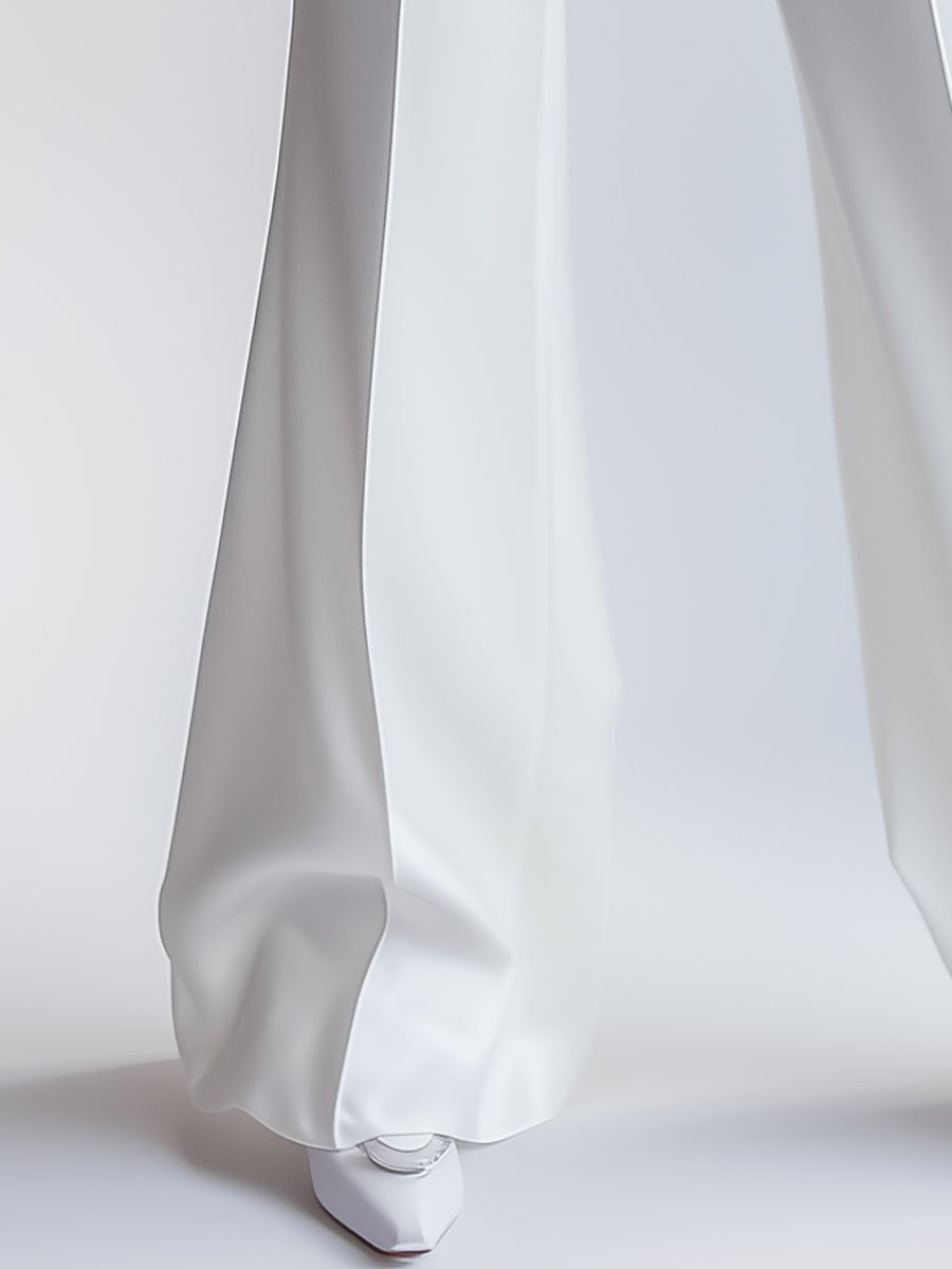 Elegant White High-Waisted Trousers