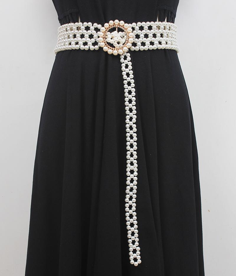 Braided Imitation Pearl Decorative Belt