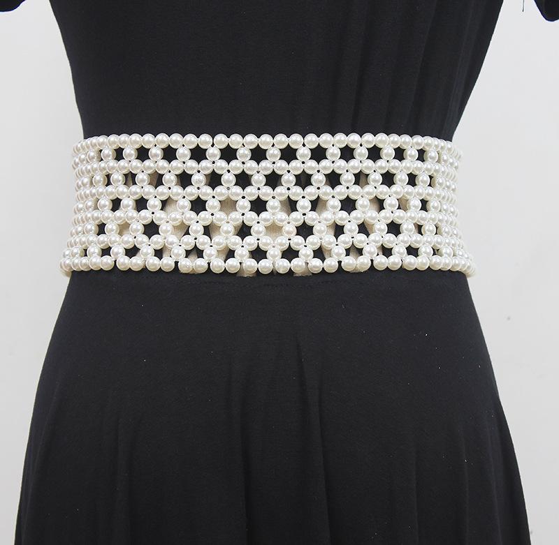 Braided Imitation Pearl Decorative Belt