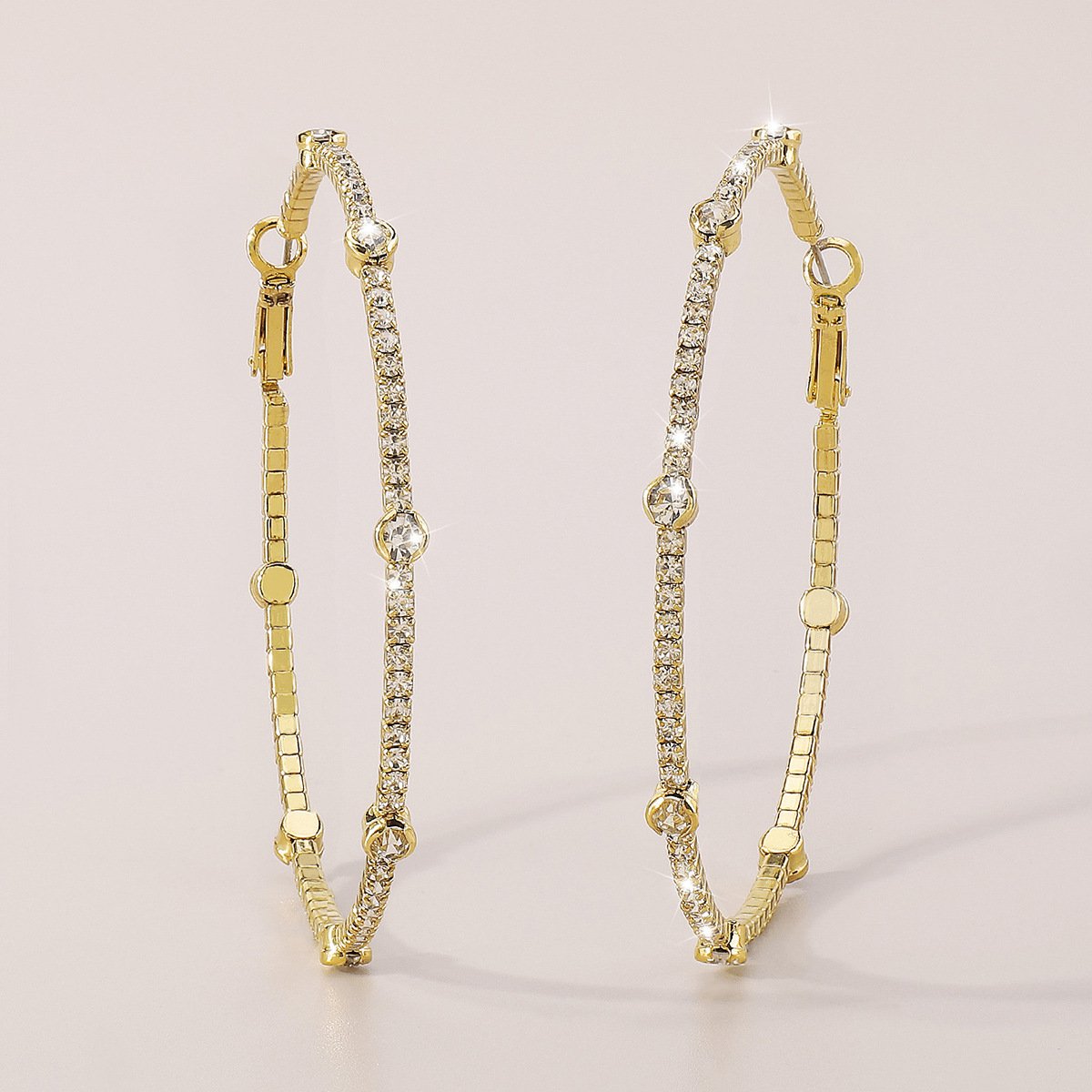 Minimalist Rhinestone Hoop Earrings