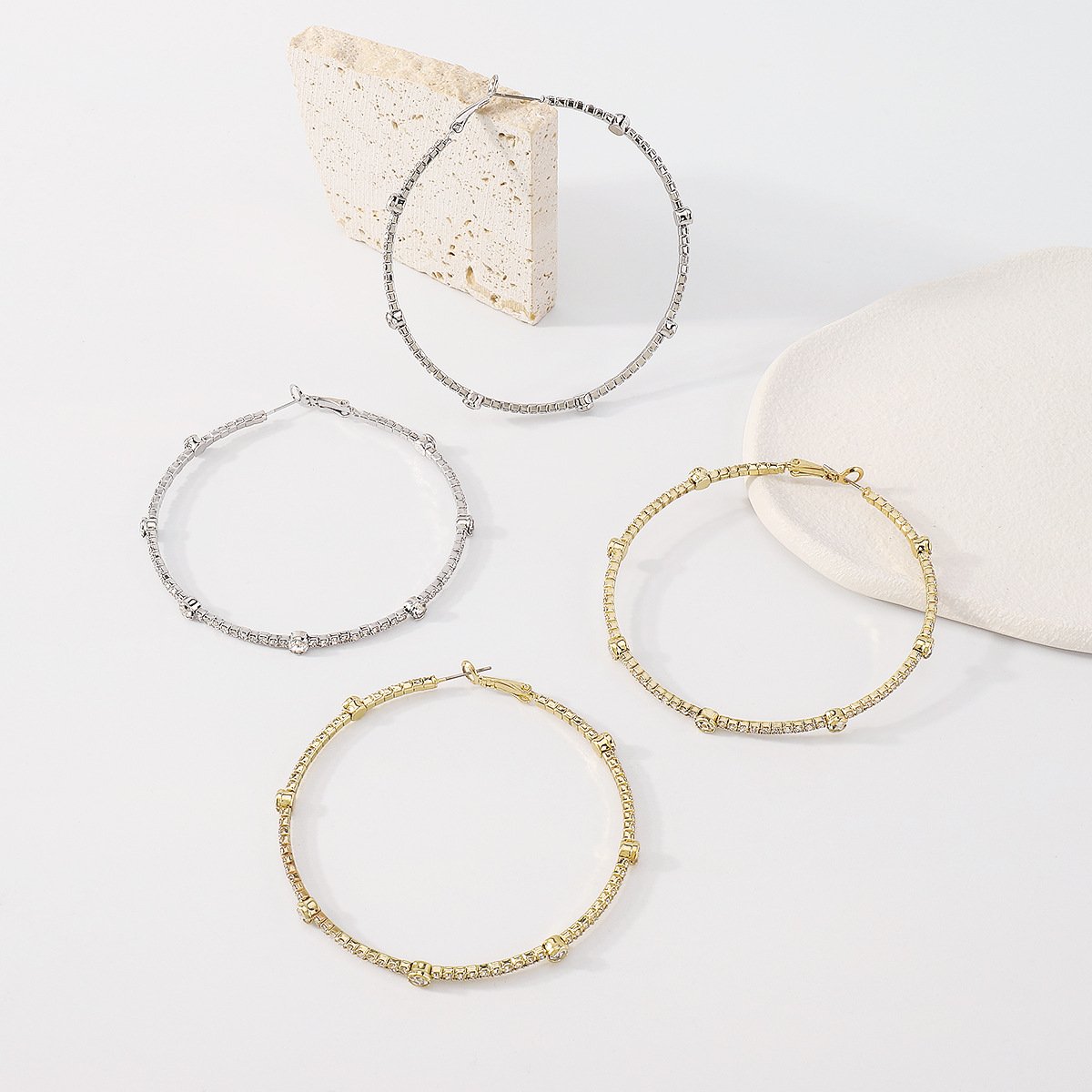 Minimalist Rhinestone Hoop Earrings