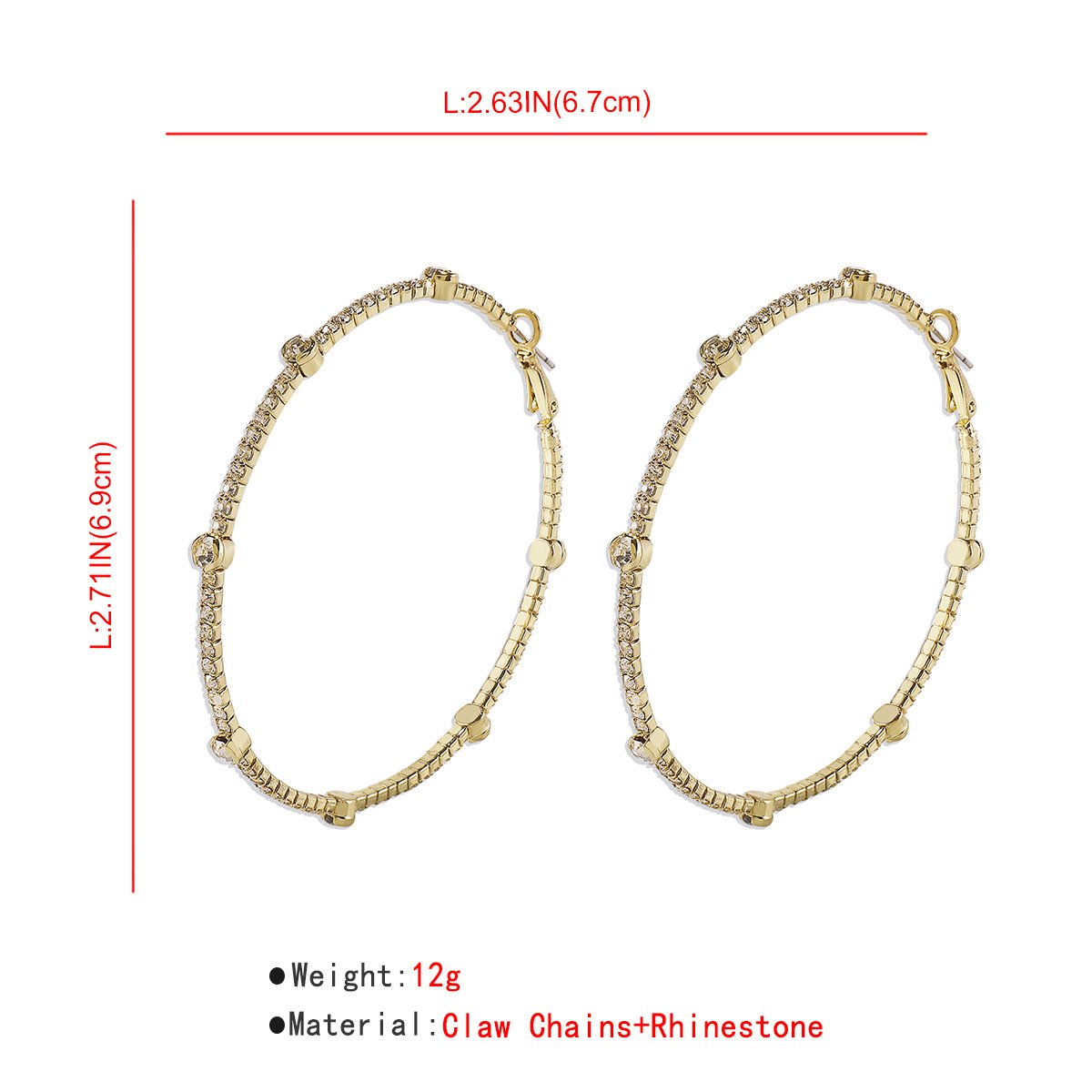 Minimalist Rhinestone Hoop Earrings