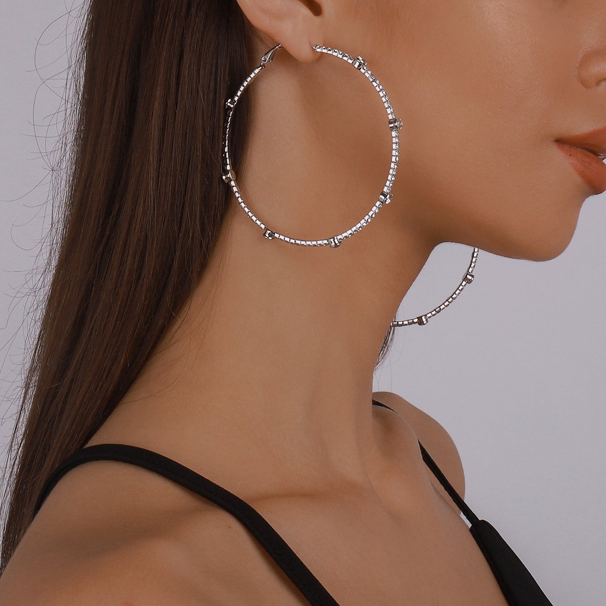 Minimalist Rhinestone Hoop Earrings