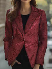 Noble Burgundy Jacquard Satin Blazer