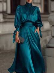 Refined Elegant High - Neck Evening Dress - Aurahers - Aura Her's LLC