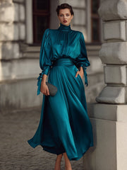 Refined Elegant High - Neck Evening Dress - Aurahers - Aura Her's LLC