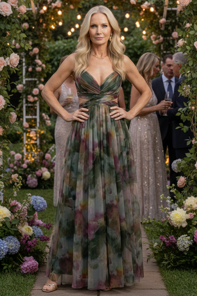 V-Neck A-Line Maxi Dress for Formal Evenings